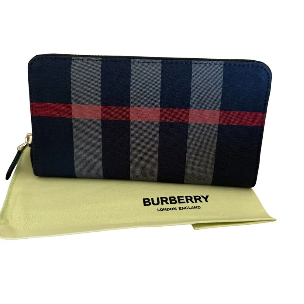 Burberry Super Exploded Check Large Zip Around Wallet, in cloth/leather, 8084063